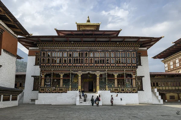 Thimphu Bhutan Kwietnia 2016 Tashichho Dzong Jest Jednym Najsłynniejszych Twierdz — Zdjęcie stockowe