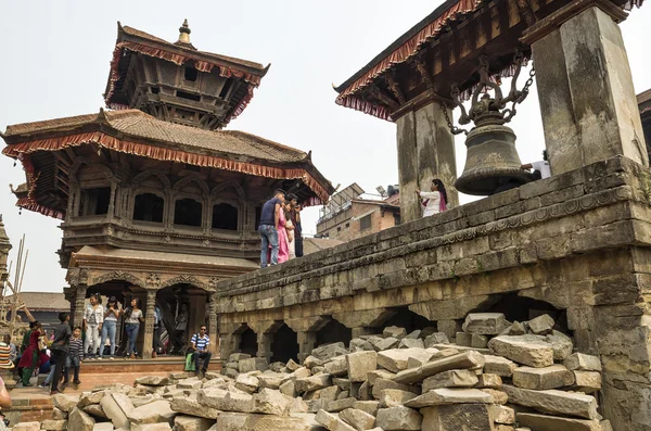 Katmandou Népal Avril 2016 Dommages Rue Immeuble Bhaktapur Après Tremblement — Photo