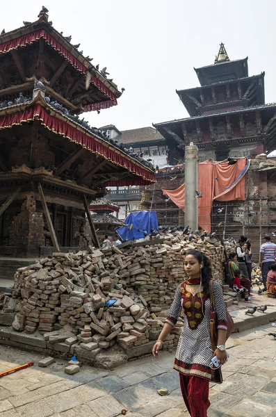 Kathmandu Nepal Abril 2016 Vistores Turistas Não Identificados Redor Rua — Fotografia de Stock