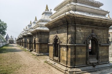 Adak tapınak ve türbelerin üst üste Pashupatinath Tapınağı, Katmandu, Nepal
