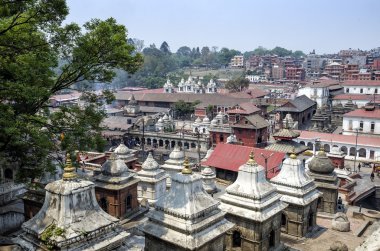 Pashupatinath Tapınağı, Katmandu, Nepal. Sri Pashupatinath Tapınağı: Bagmati Nehri'nin kıyısında yer alan ve Nepal en önemli Hindu tapınakları biridir.