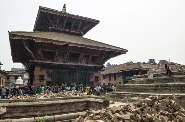 Kathmandu Nepal Abril 2016 Danos Ruas Edifícios Bhaktapur Após Grande — Fotografia de Stock