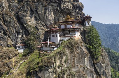Taktshang Manastırı, Birleşik Arap Emirlikleri. Kaplanlar yuva Manastırı da Taktsang Palphug Manastırı biliyorum. Cliffside Vadisi'nin üst: Paro, Bhutan, yer.