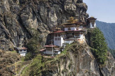 Taktshang monastery, Bhutan. Tigers Nest Monastery also know as Taktsang Palphug Monastery. Located in the cliffside of the upper Paro valley, in Bhutan. clipart