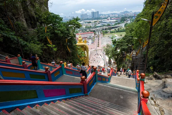 Novo Visual Icônico Com Escada Colorida Murugan Temple Batu Caves — Fotografia de Stock