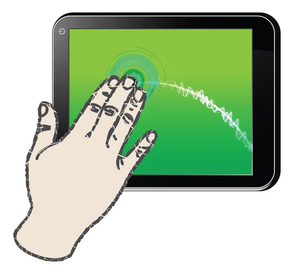 Hand innehav tablet - vektor — Stock vektor