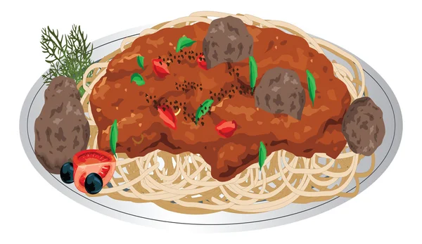 Spagetti ve köfte yemekleri - illüstrasyon