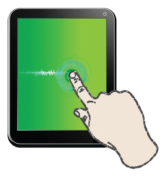 Hand innehav tablet - vektor — Stock vektor