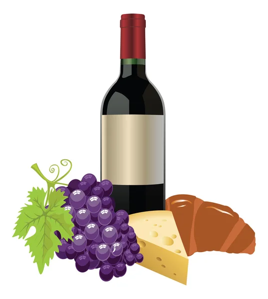 Iconos de vino y queso — Archivo Imágenes Vectoriales