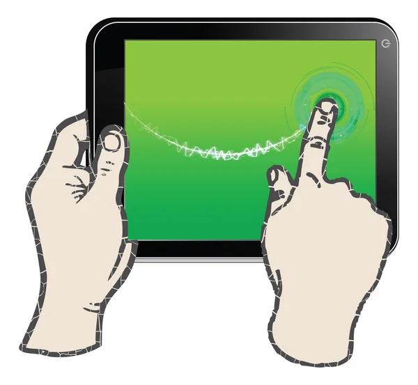 Hand innehav tablet - vektor — Stock vektor