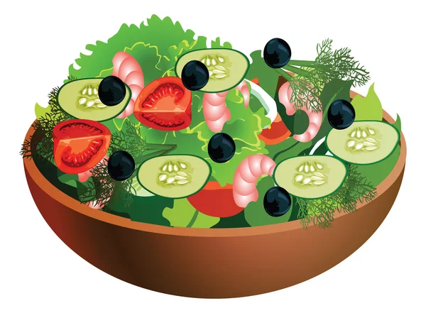 Schüssel mit Salat-Ikonen — Stockvektor