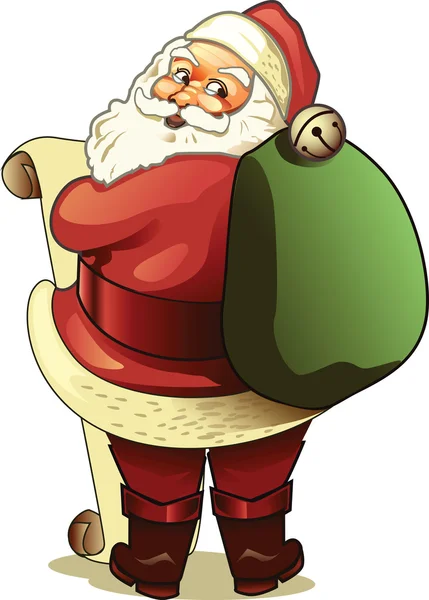 Santa Claus carrying sack full of gifts — Stock Vector