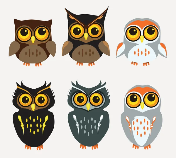 Vector Set of Thanksgiving Themed Owls — Stock Vector