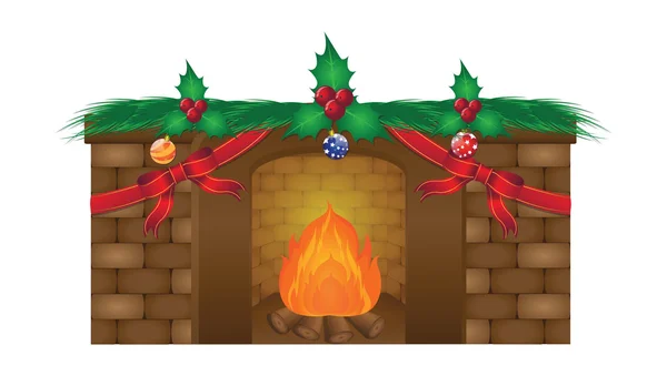 Christmas fireplace vector art — Stock Vector