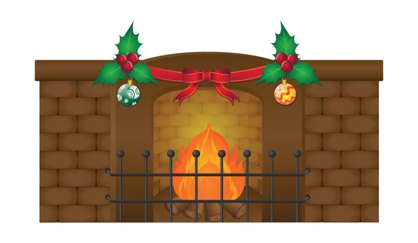 Christmas fireplace vector art — Stock Vector