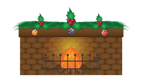 Christmas fireplace vector art — Stock Vector