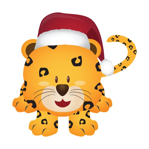 可爱的小动物在圣诞老人的帽子 — 图库矢量图片
