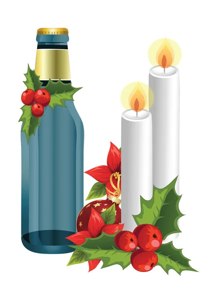 Bougie de Noël art vectoriel — Image vectorielle