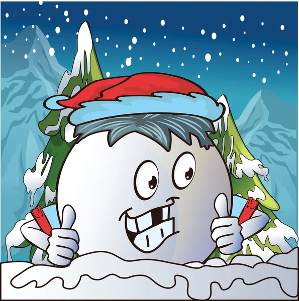 Anthropomorphic snowball vector — Stock Vector