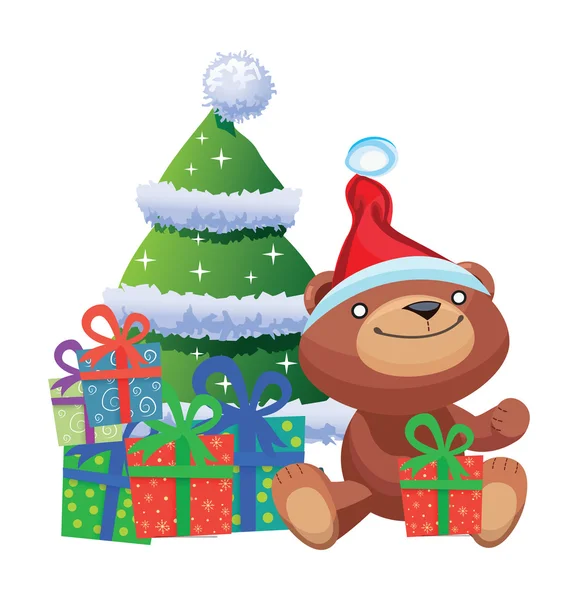 Χαμογελώντας Χριστουγέννων αρκουδάκι διάνυσμα — Διανυσματικό Αρχείο