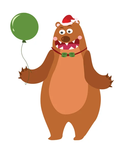 Crazy bear with balloons — Stock Vector