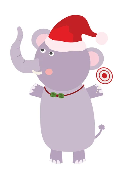 圣诞节大象卡通人物 — 图库矢量图片