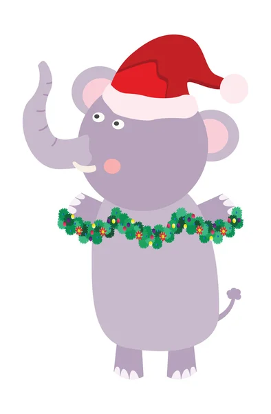 圣诞节大象卡通人物 — 图库矢量图片