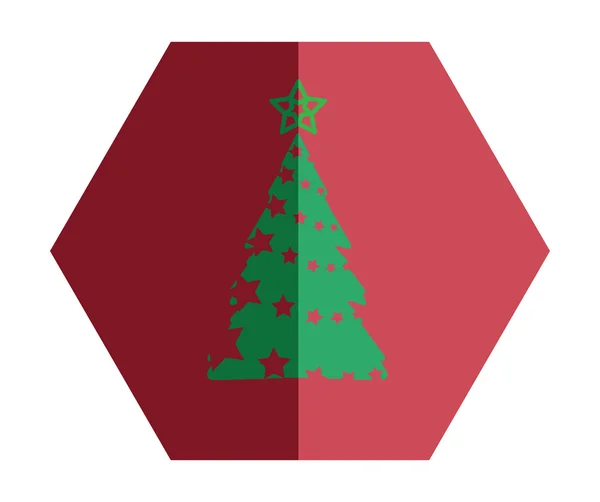 Karte mit ausgeschnittener Weihnachtsbaum-Silhouette — Stockvektor