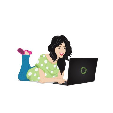 Yerde yatarken bir çizgi film kadın