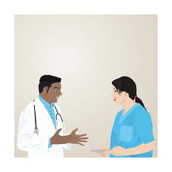 Doctor consulting with nurse — Stock Vector