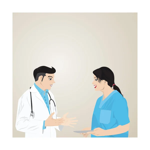 Médico consultoria com enfermeira — Vetor de Stock