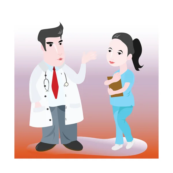 Le docteur visite une femme malade — Image vectorielle
