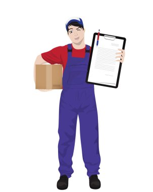 Bir teslimatçı karikatür vektör