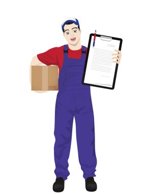 Bir teslimatçı karikatür vektör