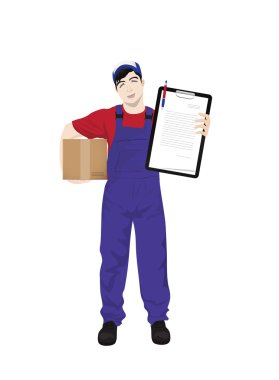 Bir teslimatçı karikatür vektör