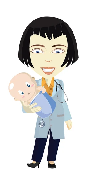 Gynäkologe mit neugeborenen Vektor-Illustrationen — Stockvektor