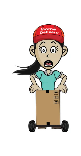 Entrega hombre trayendo caja — Vector de stock