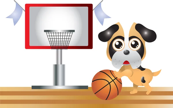 Vektorbild eines Hundes mit Basketball. — Stockvektor