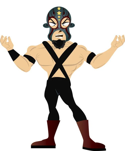 Vector image of a mexican wrestler wearing face mask. — Stock Vector