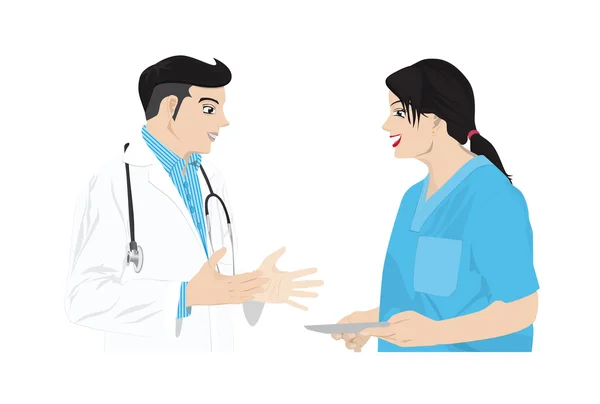 Arzt berät mit Krankenschwester — Stockvektor