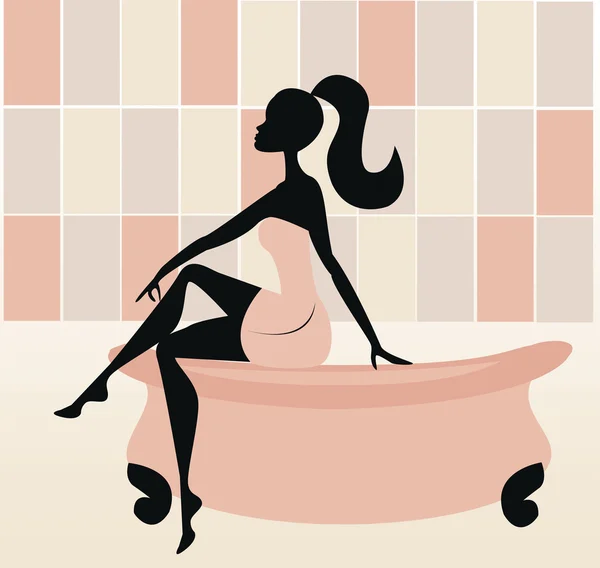 Imagen vectorial de una mujer en la bañera . — Vector de stock