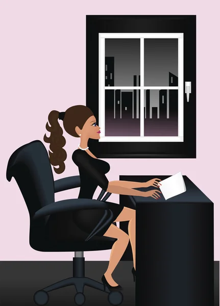 Femme d'affaires attrayante au travail . — Image vectorielle