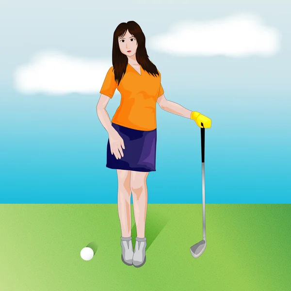 Female golfer vector — Stock Vector