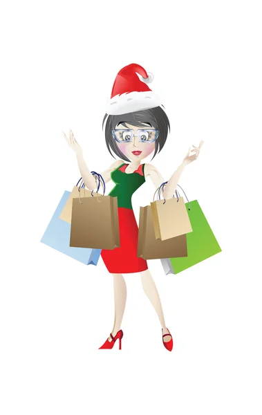 Santa girl cartoon — Stock Vector