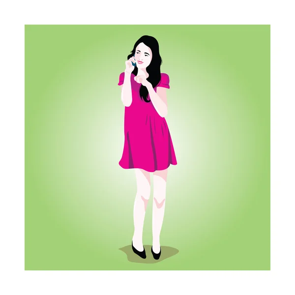 Woman talking on a mobile phone — Stock Vector