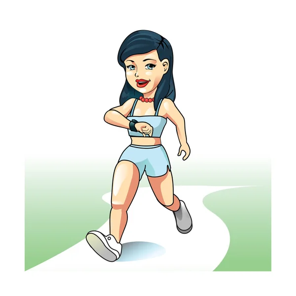 Kreslená dívka jogging — Stockový vektor