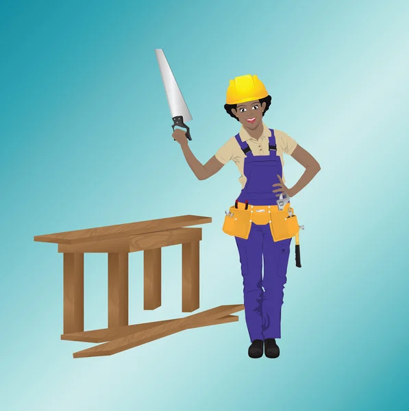 Vektor illustration av kvinnlig arbetare — Stock vektor