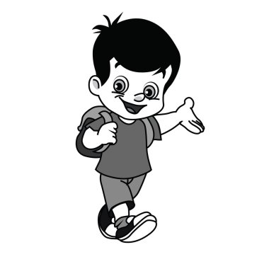 Sevimli çocuk okula gidiyor.