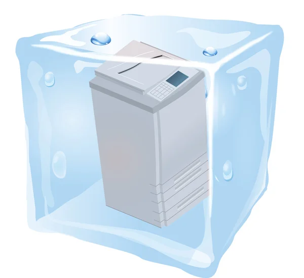 Copiadora en el cubo de hielo — Vector de stock
