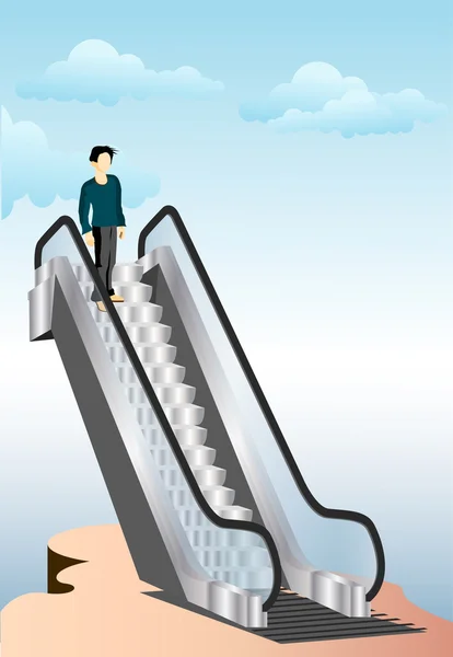 Businessman on an escalator. — Stock Vector